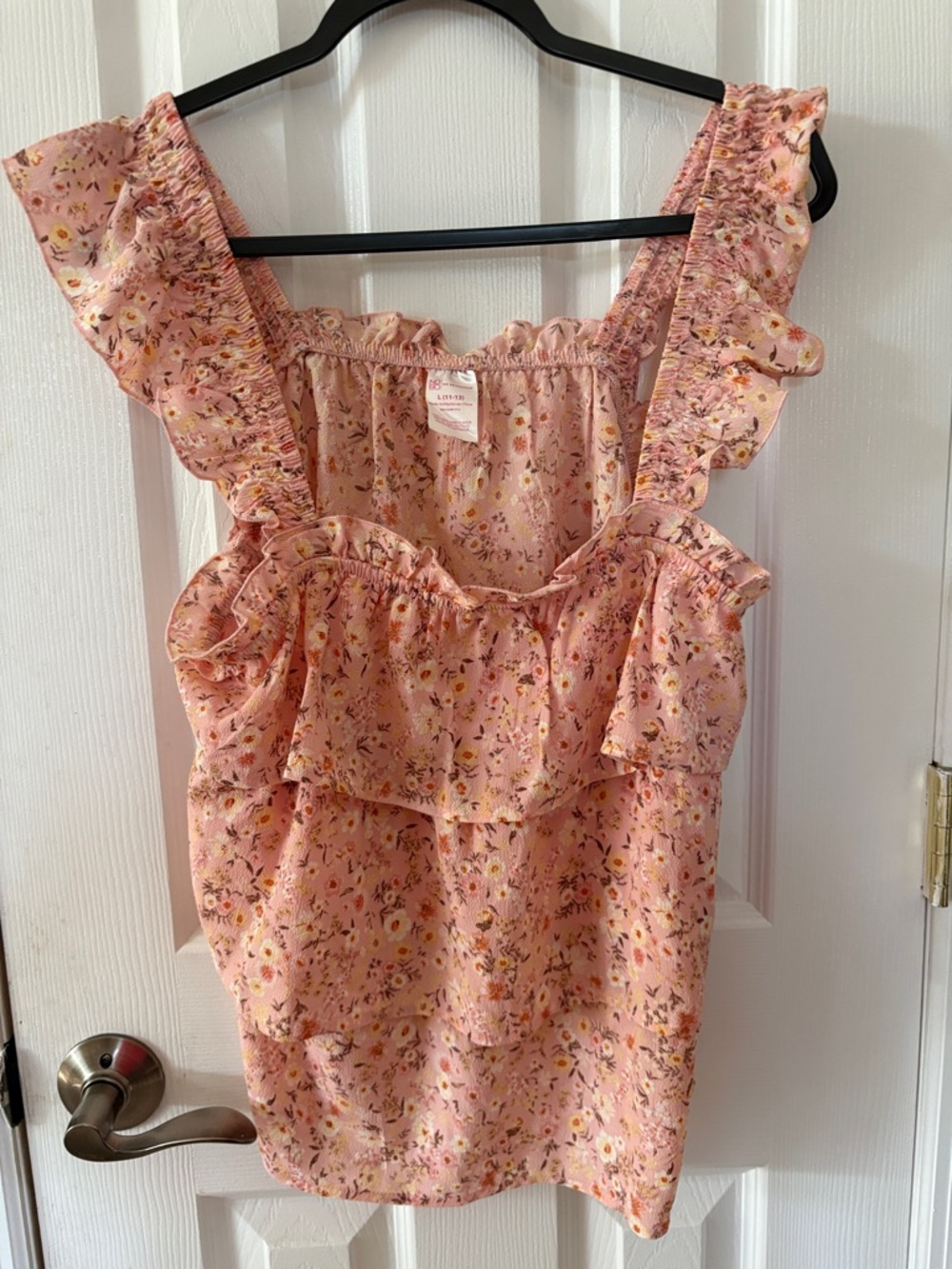 No Boundaries Pink Floral Ruffle Tank Top